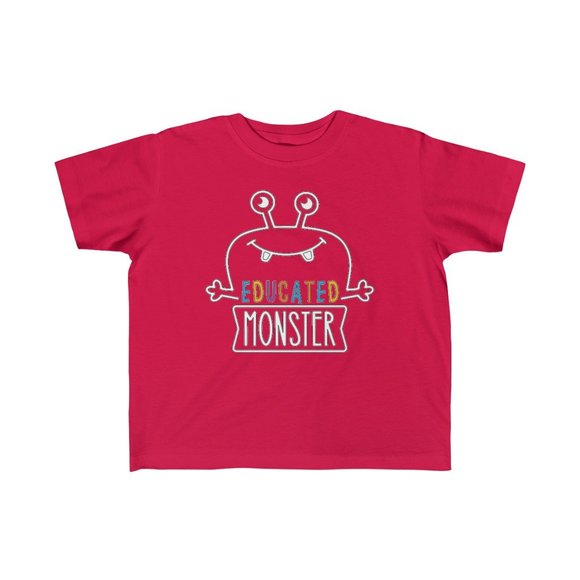 SBC Kid's Educated Monster Short Sleeve Red Tee - Picture 1 of 11